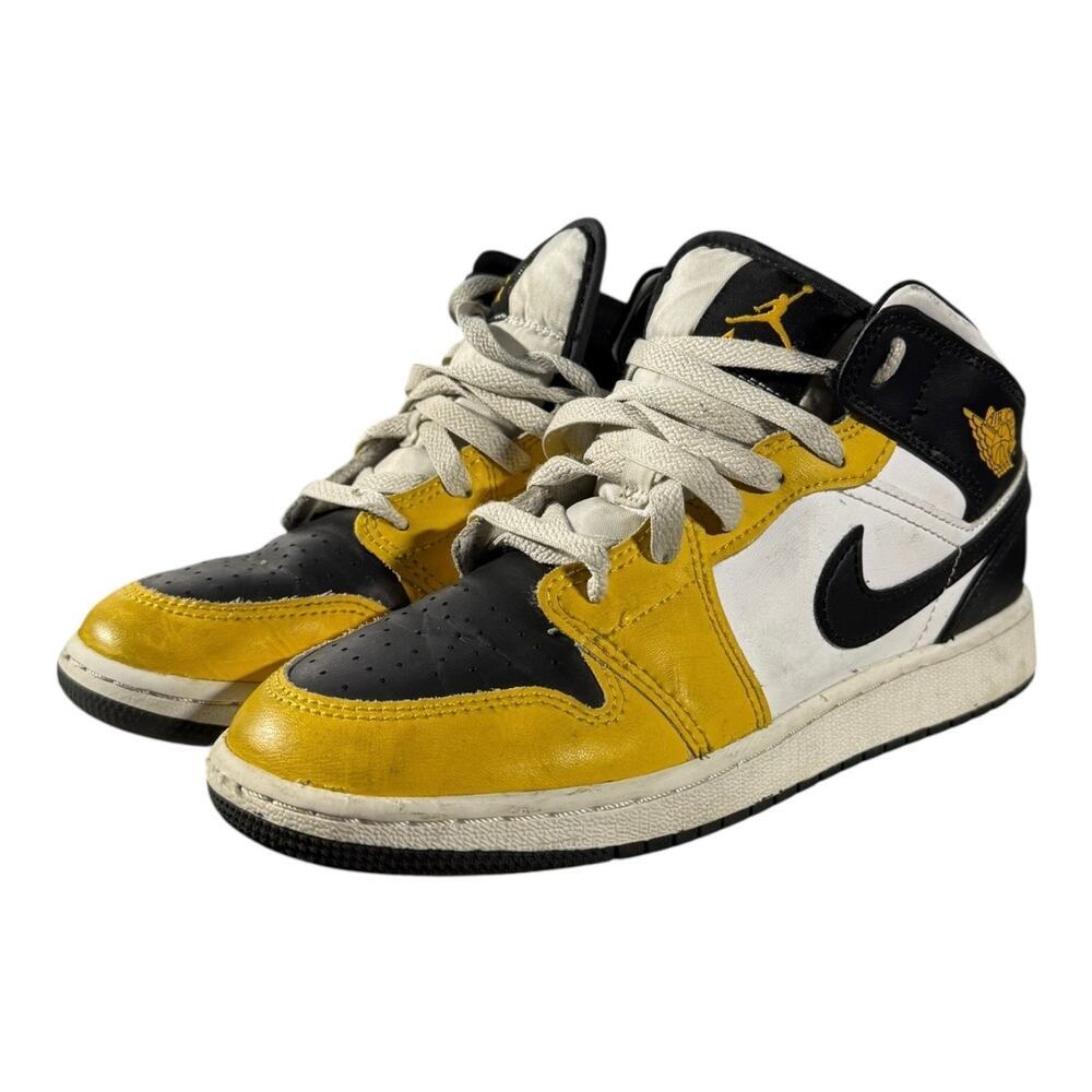Air Jordan 1 Mid Yellow Ochre Size 4Y GS Sneakers Black White 2023 DQ8423-701